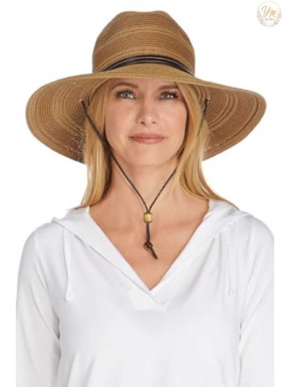 Women's UPF 50+ Sun Hat with Chin Cord - Paper/Polyester Blend - Adjustable